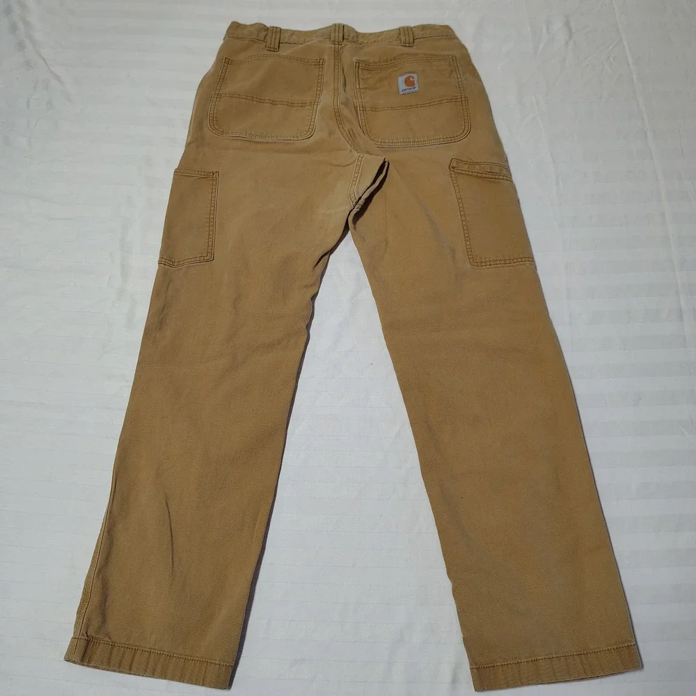 Carhartt Pants Mens 33x32 Brown Rugged Flex Double Front Canvas Utility Workwear